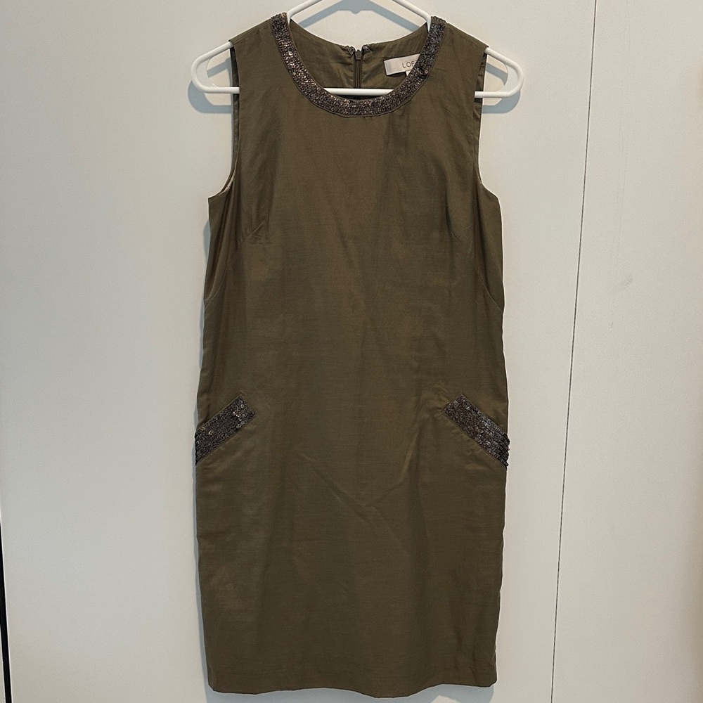 LOFT Olive Green Sleeveless Mini Dress